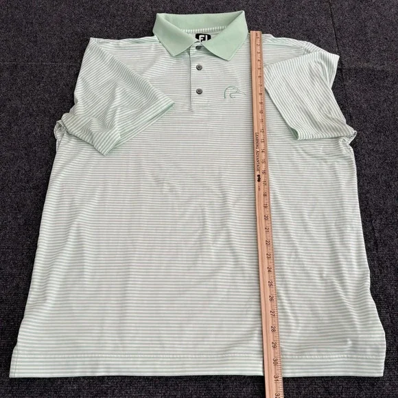 FootJoy Polo Shirt Mens XL Extra‎ Large Green Striped Short Sleeve Golf Casual - Picture 9 of 10